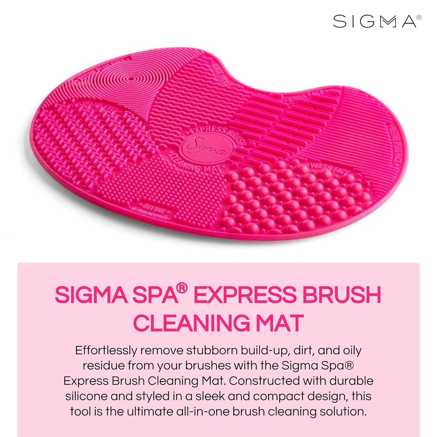 Sigma Beauty Makeup Brush Cleaner Mat – Sigma Spa Express Silicone Makeup Brush Cleaning Mat with Suction Cups for Cleaning Makeup Brushes, Compact Design Fit for Any Travel Makeup Kit (Pink) - Image 2