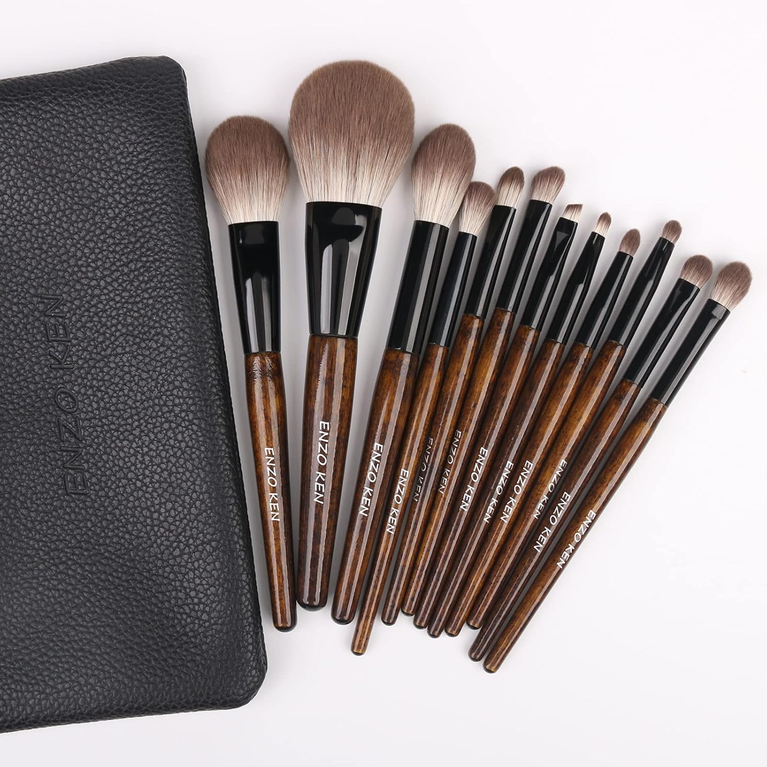 Natural Goat Hair Makeup Brush Set with Case, Natural Makeup Brushes, Natural Bristle Makeup Brushes, Natural Hair Makeup Brushes Set Professional, Walnut Cosmetic Brushes Makeup Set - MONI - Image 9