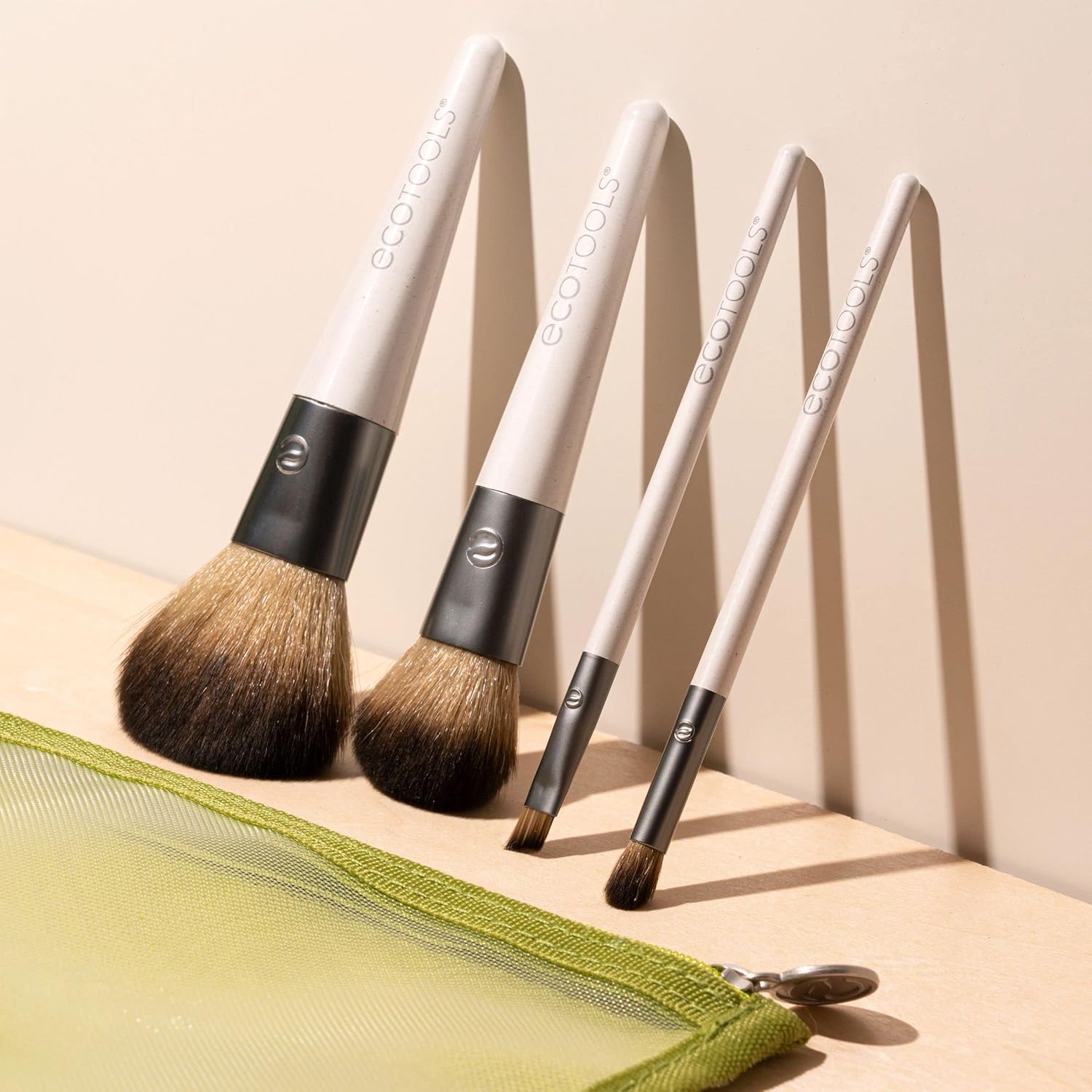EcoTools On-The-Go Makeup Brush Kit, Travel-Friendly Brush Set, Mini-Size Makeup Tools for Powders, Blush, Bronzer, & Eyeshadows, Eco-Friendly, Synthetic Bristles, Cruelty-Free & Vegan, 5 Piece Set - Image 4
