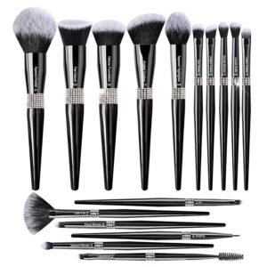 Bueart Design 16Pcs Premium Quality Labeled Pro Makeup Brushes Set with Foundations Powder Blush Concealer Blending Eyeshadow Contour Brush