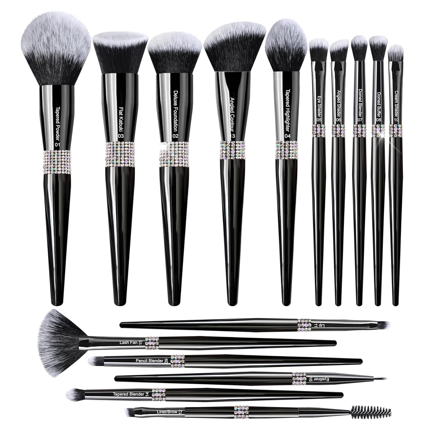 Bueart Design 16Pcs Premium Quality Labeled Pro Makeup Brushes Set with Foundations Powder Blush Concealer Blending Eyeshadow Contour Brush