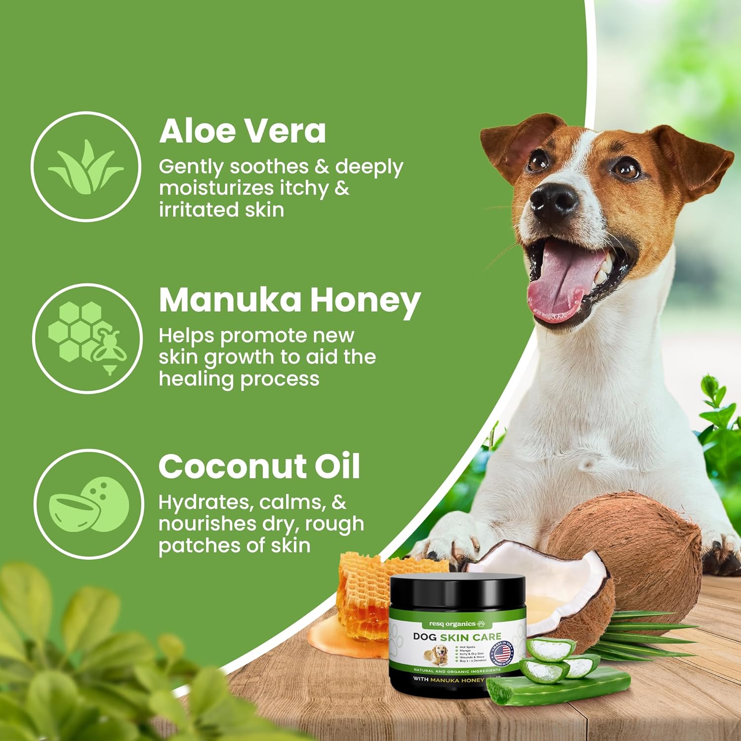 Hot Spot Treatment for Dogs, Cats & Pet Wound Care: Healing Ointment for Pets Itchy Skin Relief, Dry Skin Treatment, Natural Allergy Relief, Dog Paw Balm + Manuka Honey, Aloe Vera, Vitamin E (2 Oz.) - Image 2