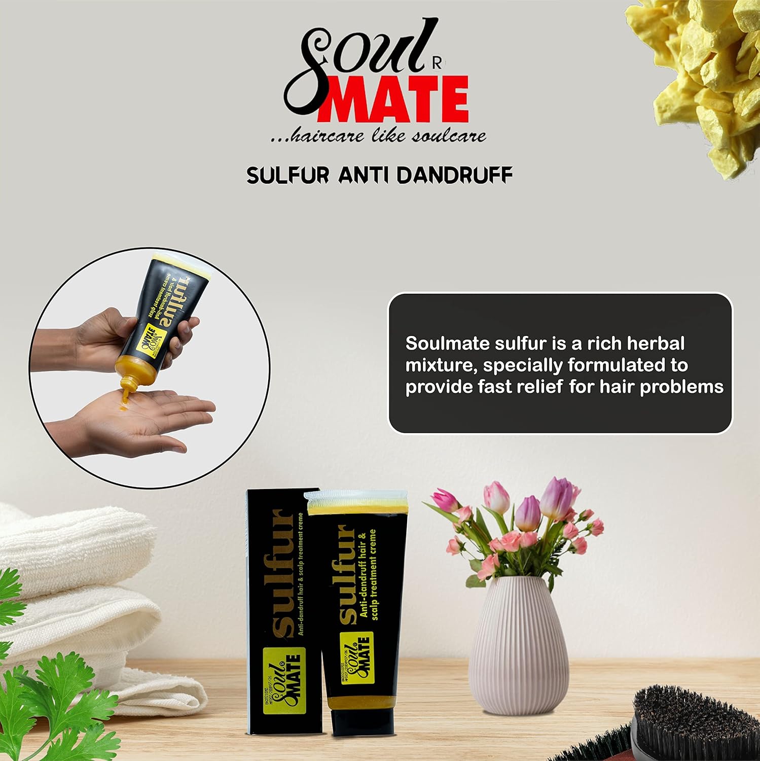 SOUL MATE Sulfur Anti-dandruff Hair Cream With Menthol (5.9oz) | Fast Relief With Herbal Extract | Scalp Treatment For Dry Itchy Scalp | Dandruff Free Hair Moisturizer - Image 7