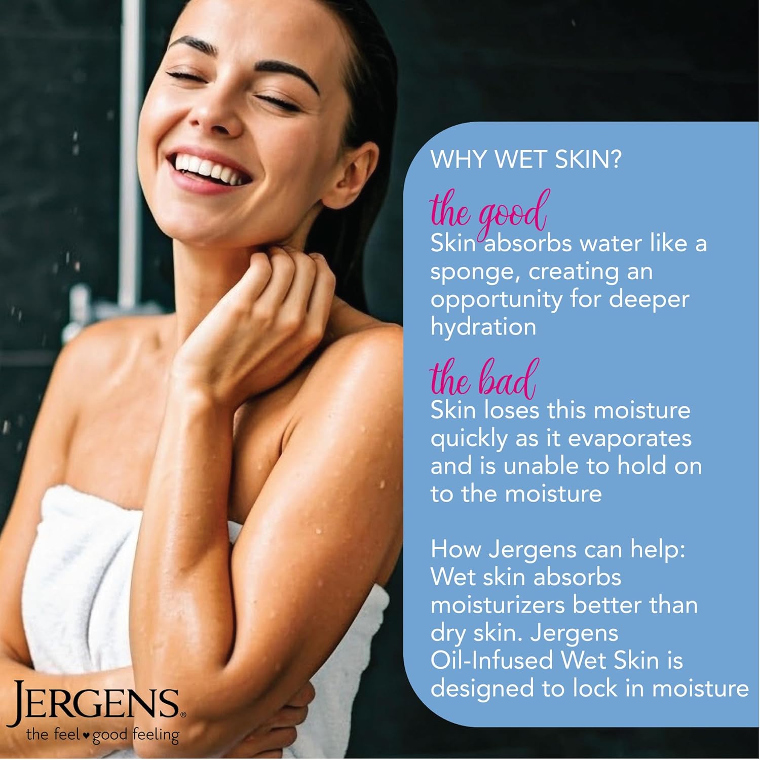 Jergens Wet Skin Body Lotion with Coconut Oil, In Shower Lotion for Dry Skin, Fast-Absorbing, Non-Sticky, Dermatologist Tested, 10 Ounce - Image 2