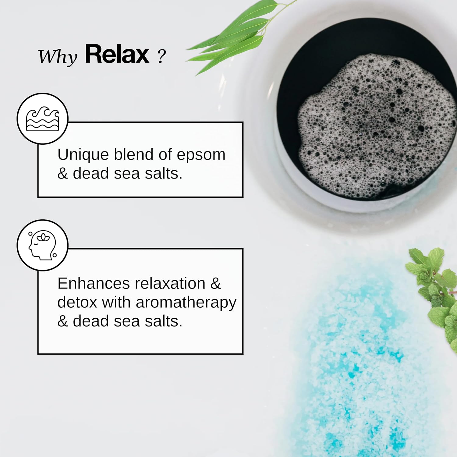 Relax Spa & Bath, Epsom & Dead Sea Salts, Aromatherapy Bath Salts for Hot Tub, Bath, or Spa, Infused with Magnesium, Eucalyptus Mint Scent - Image 5