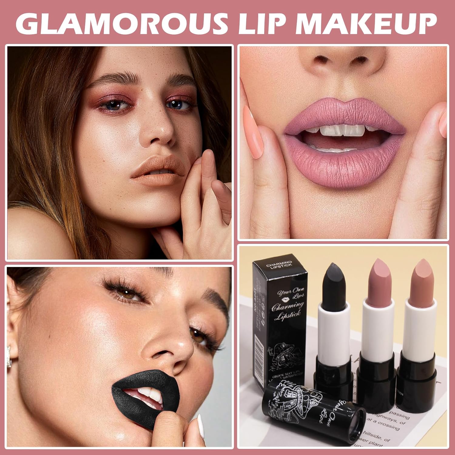 Matte Nude Lipstick Lip Gloss Non-Stick Cup Velvet Lip Stain Long Lasting Matte Lipstick for Women Lip Makeup-03 Light Pink - Image 6