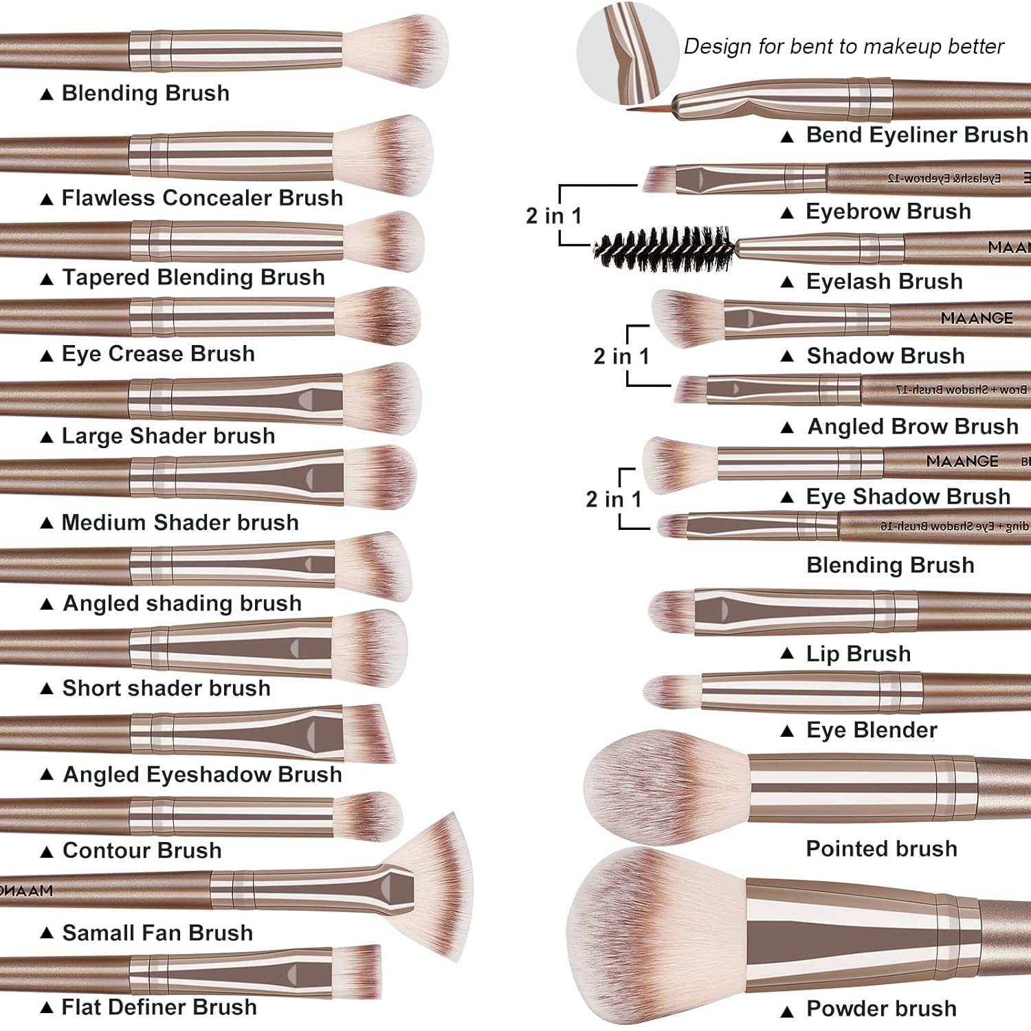 Make up Brushes, 20 Pcs Professional Makeup Brushes Set Foundation Eyeshadow Blush Brush,Travel Kabuki Blending Concealers Face Powder Eye Makeup Brush Sets with Gift box - Image 4