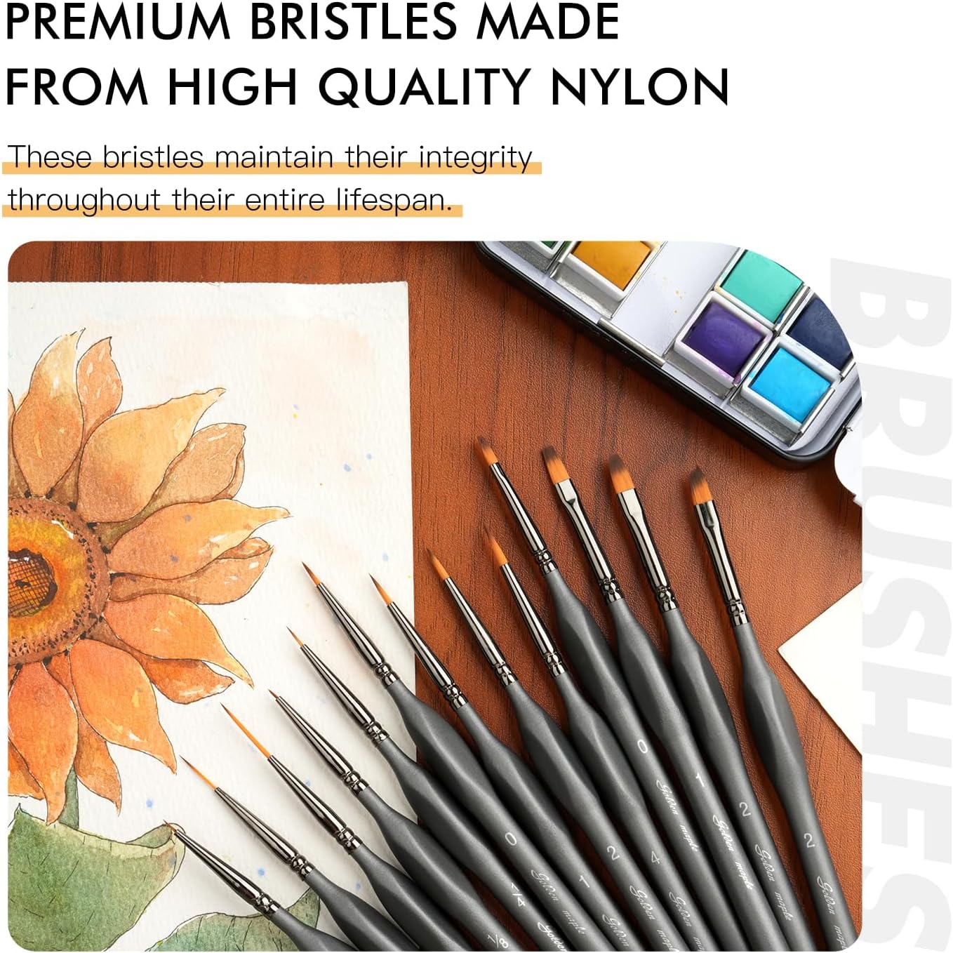 Detailing Paint Brush Set-Golden Maple 13pcs Miniature Paint Brushes Set for Fine Detail Paint, Acrylic Painting, Watercolor, Oil, Models (Grey) - Image 2