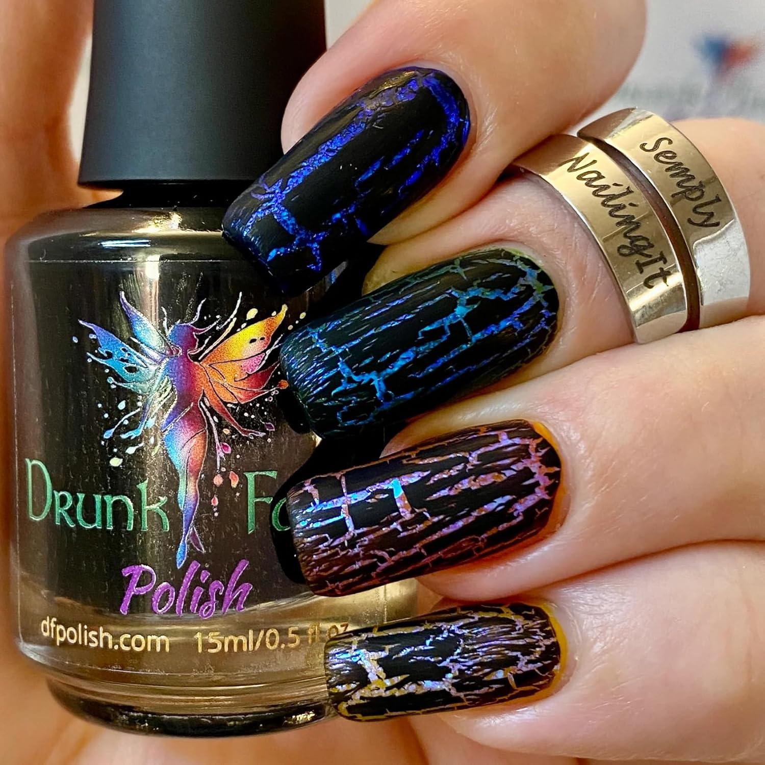 Shattered Dreams Black Crackle Nail Polish Topper 15ml/.5oz, Non-Gel, 10-Free, Quick Dry, Self-Leveling - Image 7