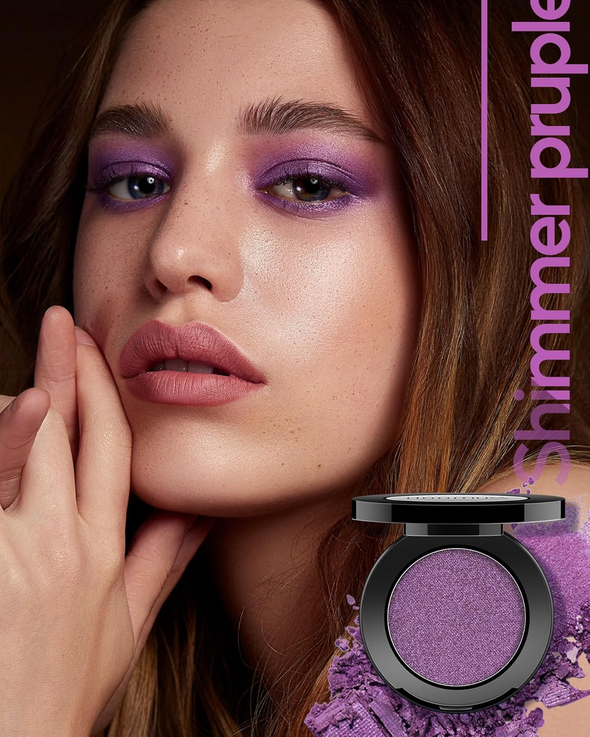 Purple Eyeshadow Shimmer Handmade Pressed Eyeshadow Powder Palette, Long Lasting With No Creasing Pigmented Intense Color Purple Eye Shadow (Shimmer Purple) - Image 3