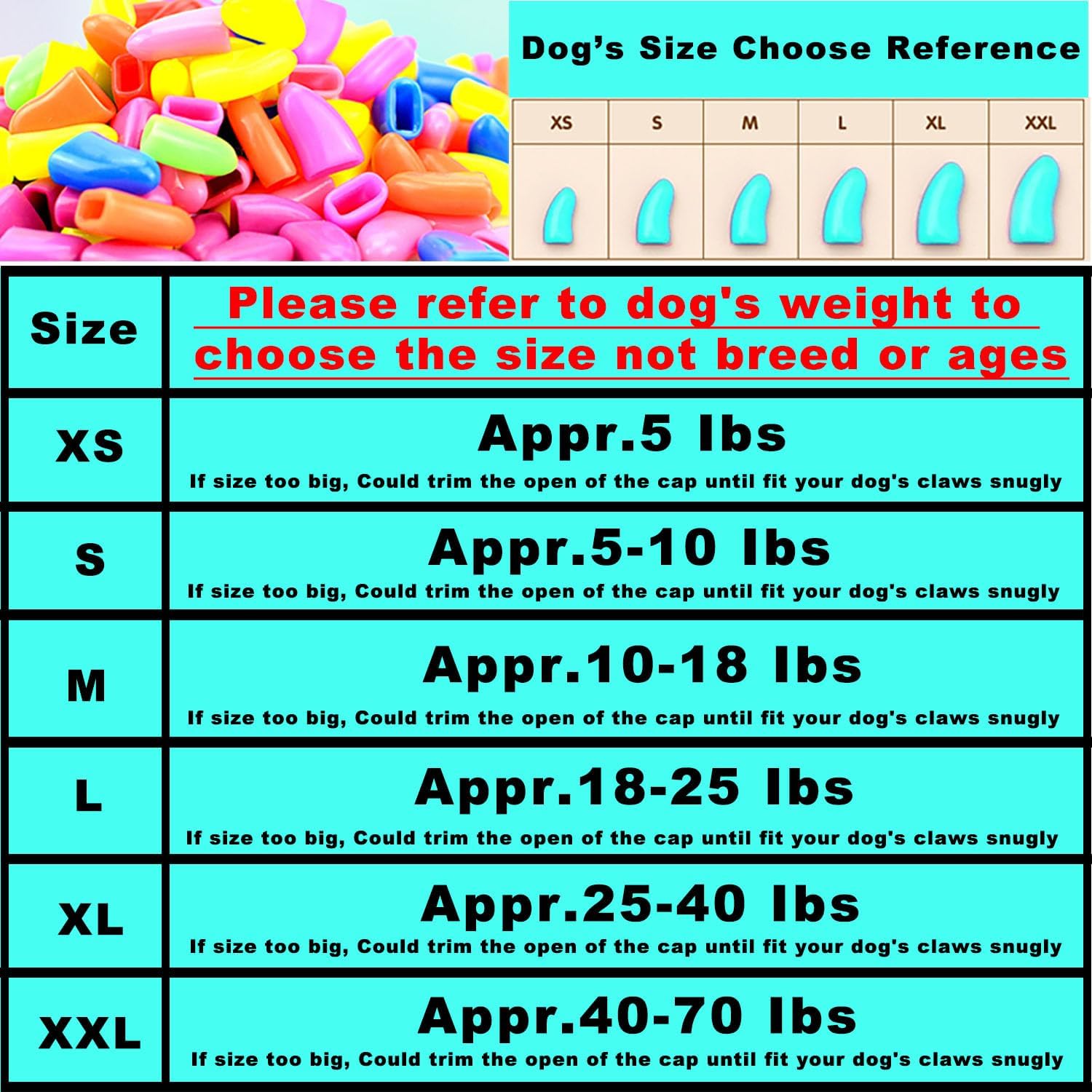 VICTHY Large Size Dog Nail Caps, 120 Pieces, 12 Vibrant Colors with Glue & Applicators - Image 4