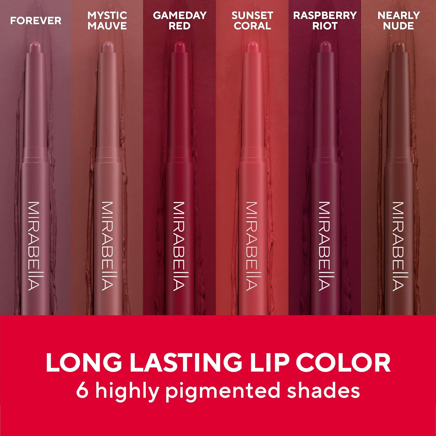 Mirabella Velvet Matte Lip Crayon - Long Lasting Lipstick Crayon & Lip Liner - Retractable, Highly Pigmented Lip Tint & Moisturizing Antioxidant Formula - Forever - Image 6