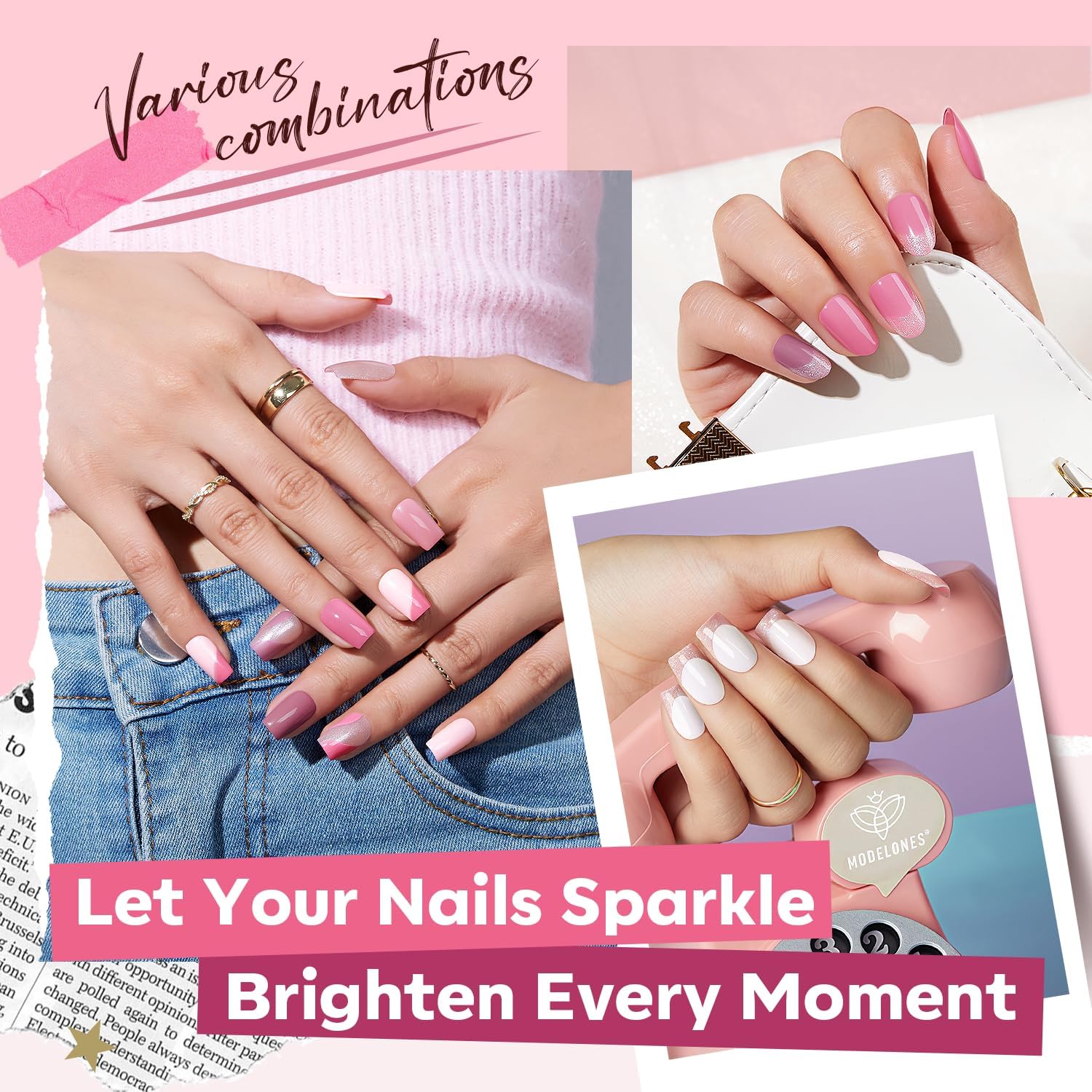 modelones Nail Polish Set 12 Colors Nude Pink Quick Dry Mini Nail Lacquer Kit, Neutral Shimmer White Glitter Finger Toe Nail Polish Bulk Manicure DIY Nail Art Salon Travel Home Gift for Women Girls - Image 4