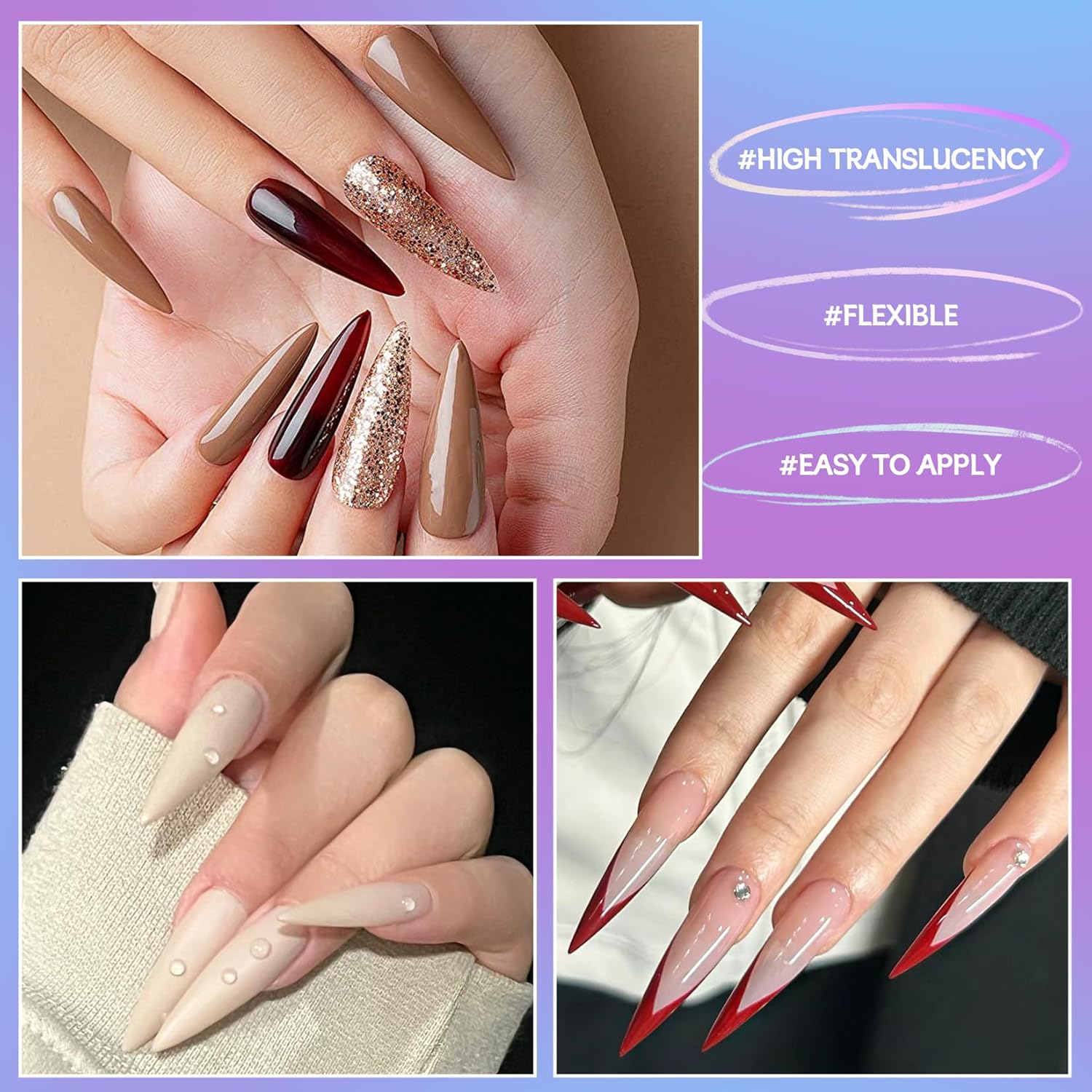 krofaue Extra Long Stiletto Nail Tips - 500PCS False Clear Nais with 10 Sizes Half Cover Pointed Press On Artificial Acrylic for Salon DIY, XL - Image 9