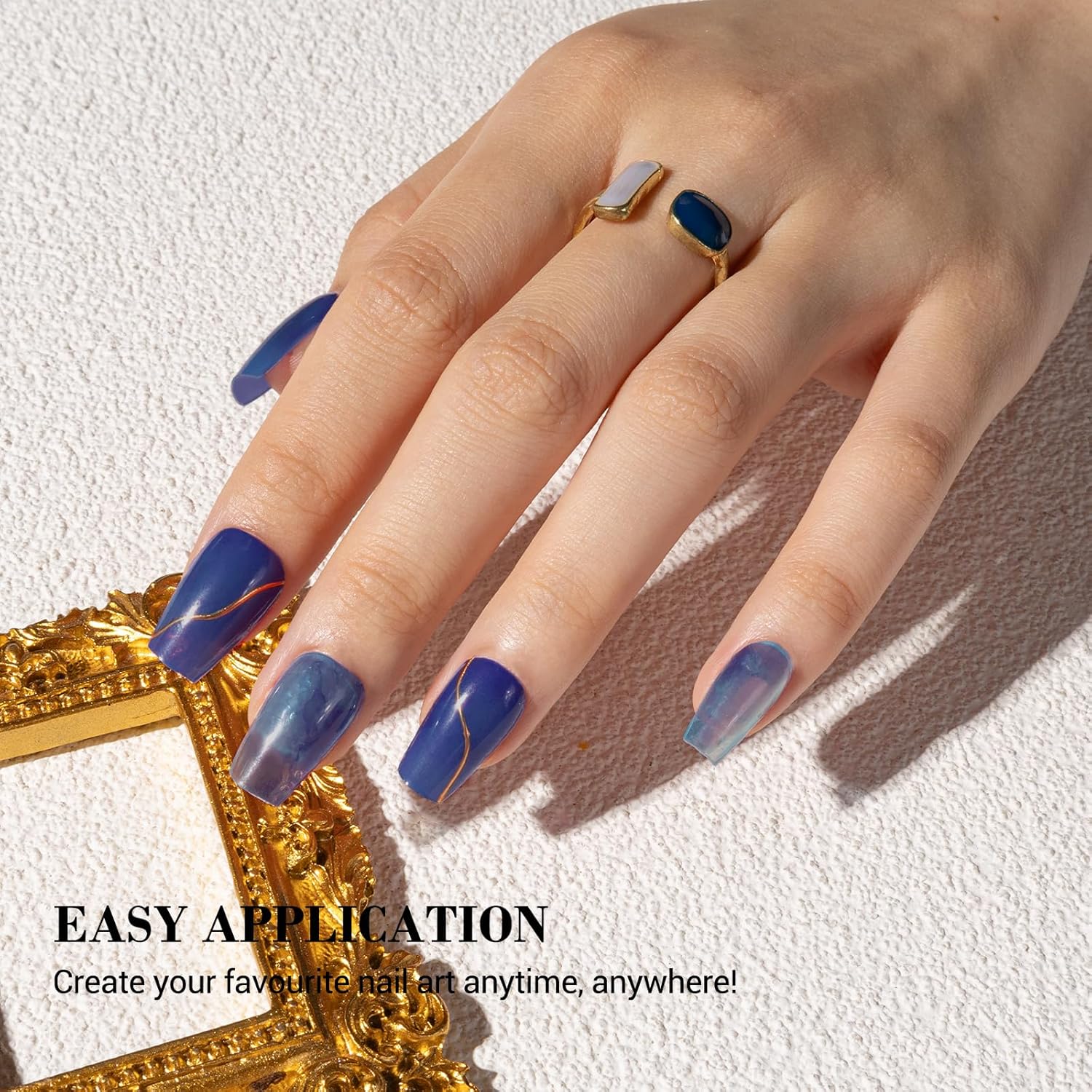 MelodySusie Semi Cured Gel Nail Strips (Navy Blue)- Works with Nail lamp, Salon-Quality, Long Lasting, Easy to Apply & Remove - Includes 20pcs - Image 3