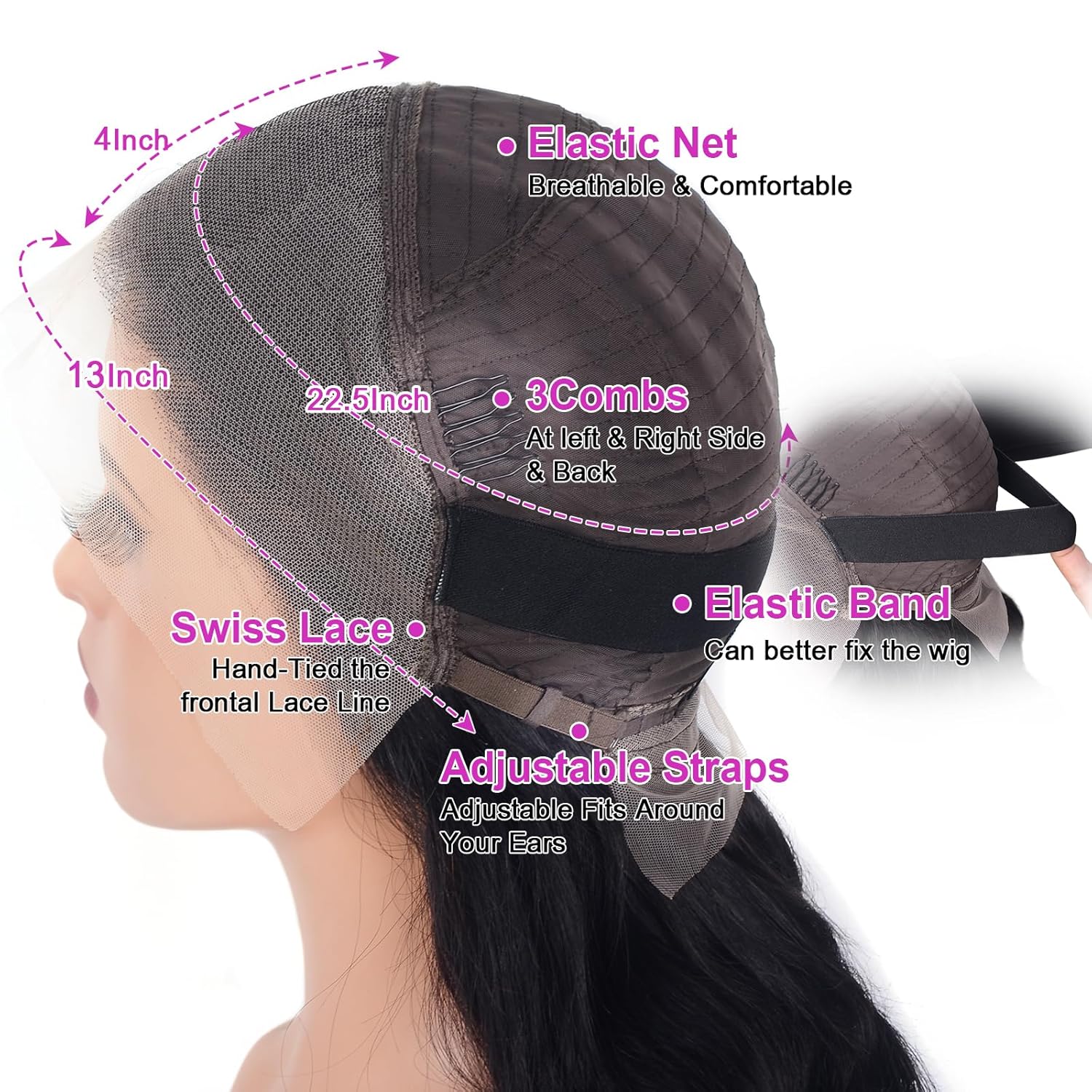 Body Wave Lace Front Wigs Human Hair 13x4 HD Lace Front Wigs Human Hair Pre Plucked with Baby Hair Frontal HD Lace Wigs 180% Density Black Human Hair Wigs for Women with Natural Hairline (24inch) - Image 6