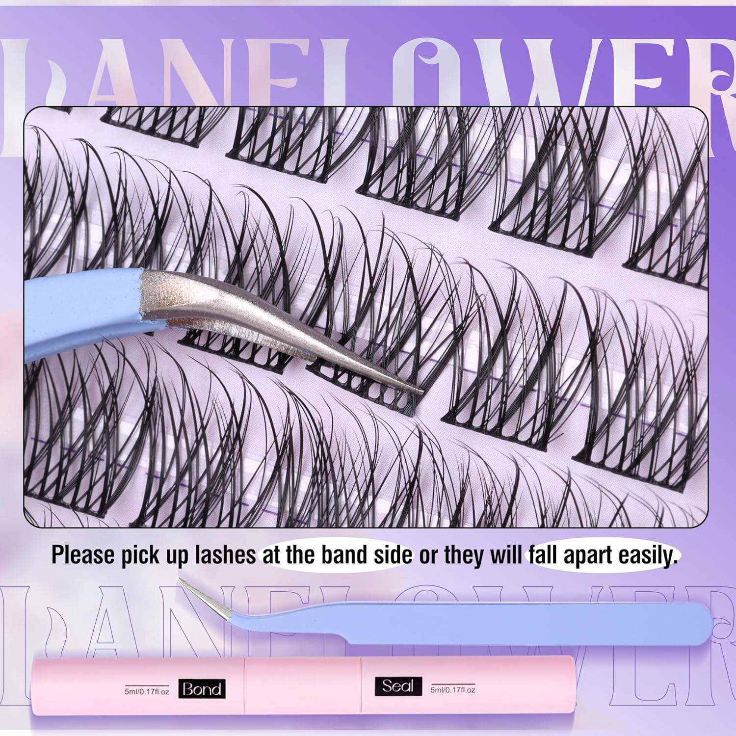 Natural Lash Clusters Kit Wispy Lash Extension Kit Waterproof Lash Clusters C Curved Cluster Eyelash Extensions Kit 144pcs Individual Lashes 10-16mm Eyelash Extension Kit by Lanflower - Image 7