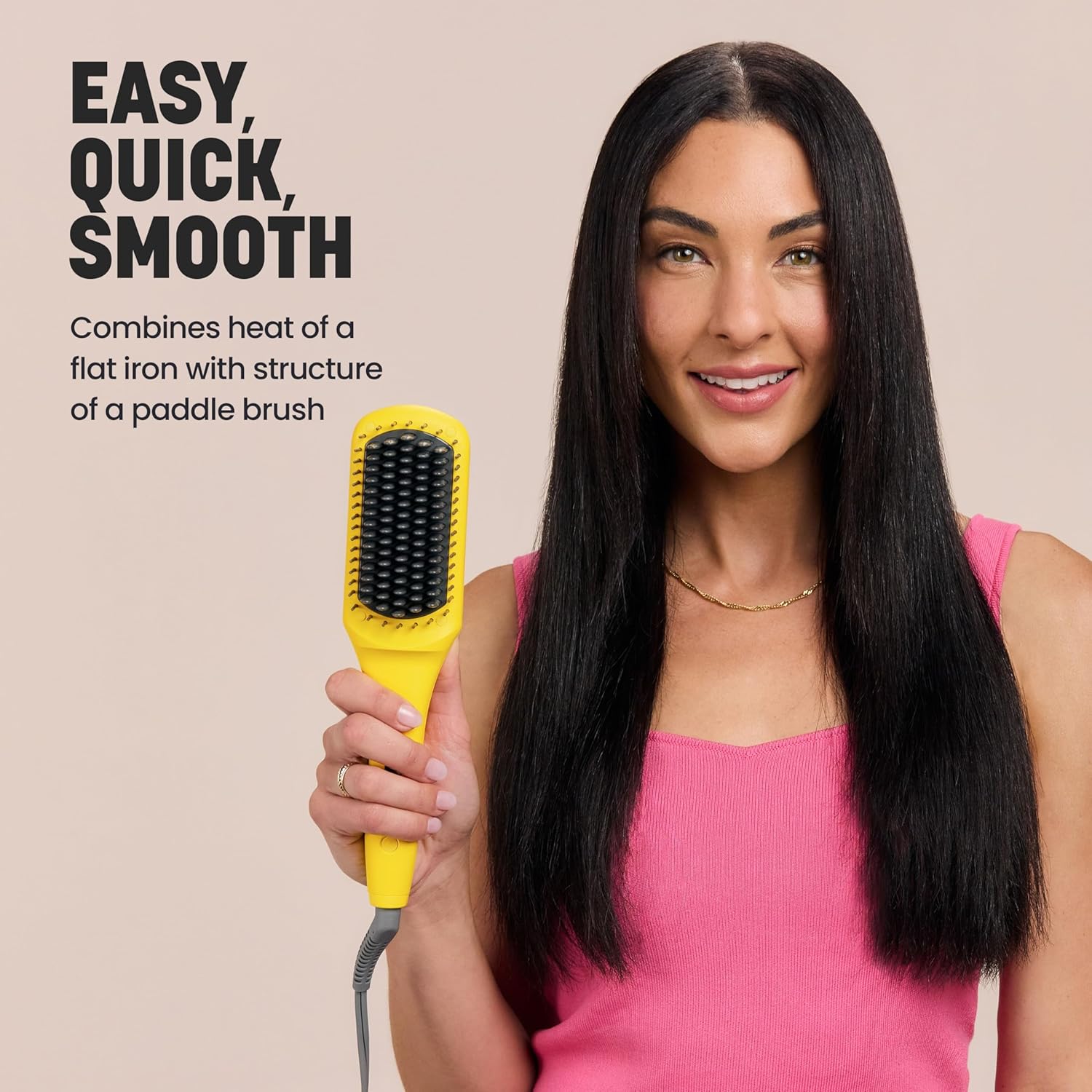 Drybar The Brush Crush Heated Straightening Brush | One Step Hair Straightener Brush, Smooth and Style for Frizz-free Hair, Works With All Hair Types - Image 3
