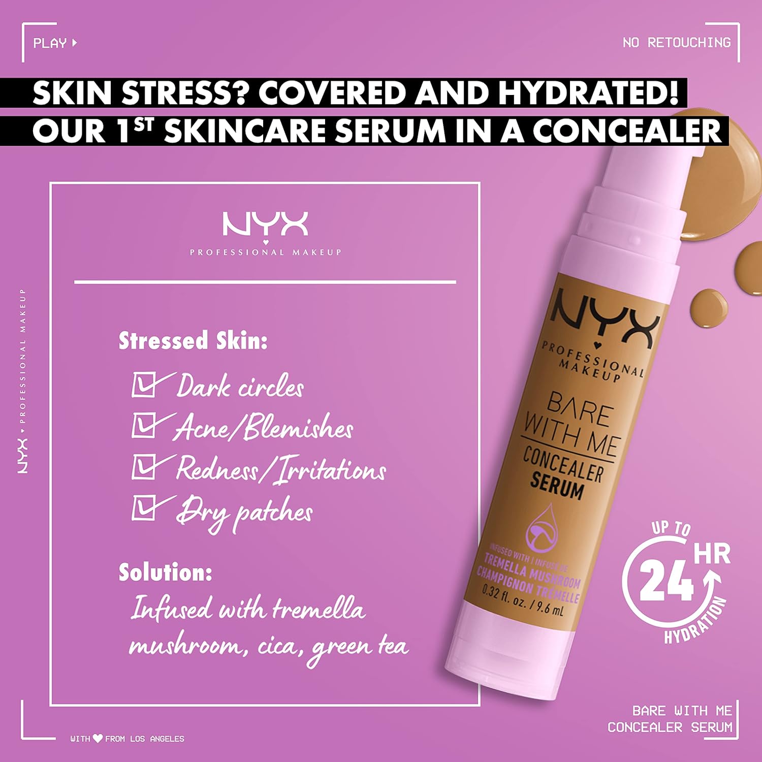 NYX PROFESSIONAL MAKEUP Bare With Me Concealer Serum, Concealer Makeup For Up To 24Hr Hydration - Vanilla - Image 2