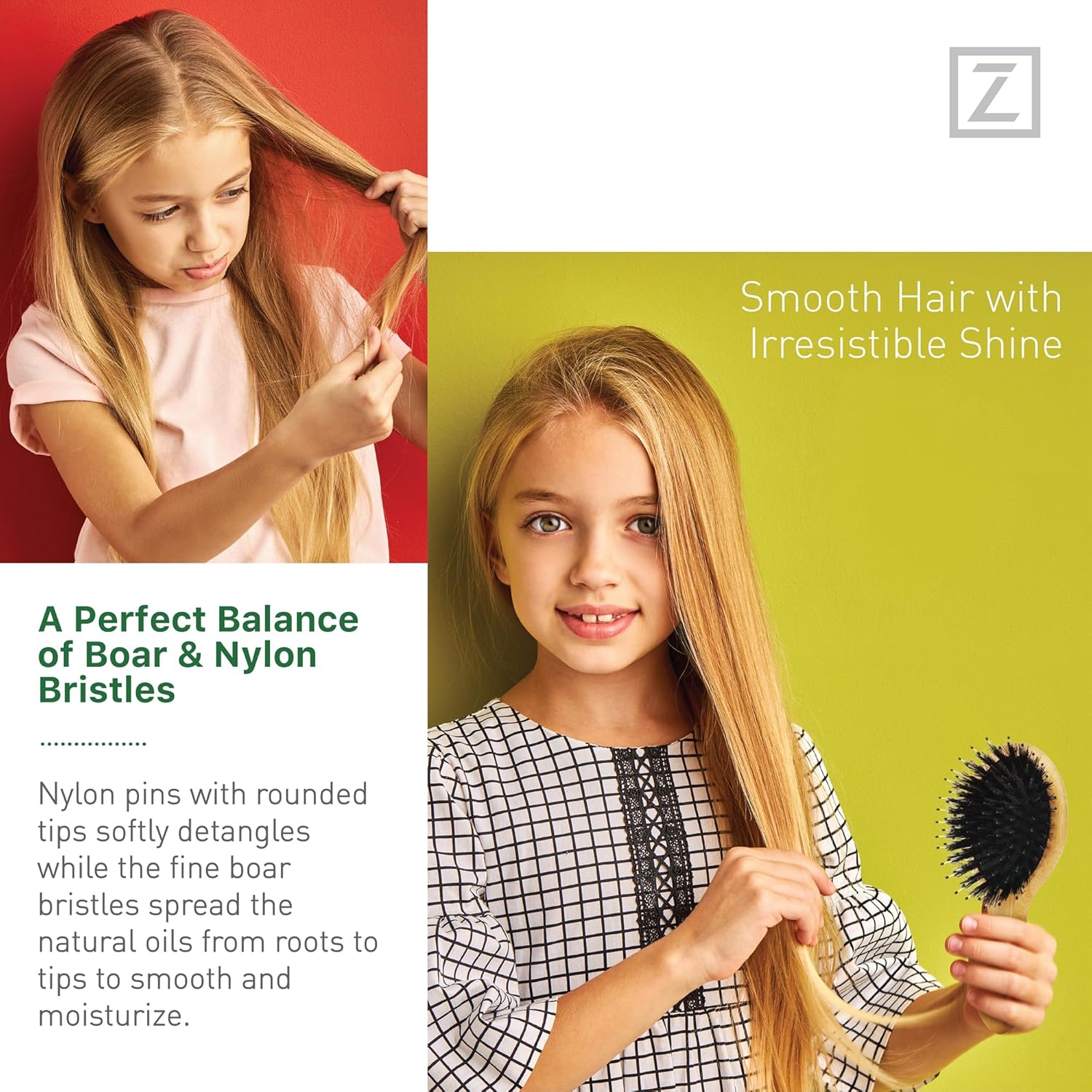Natural Boar Bristle Hair Brush mini size, portable, easy carry for Women, Men, Kids; Dry and Wet Detangling Hair Brush Gently Enhances Shine, for Fine and Straight, Thick and Curly Hair - Image 3