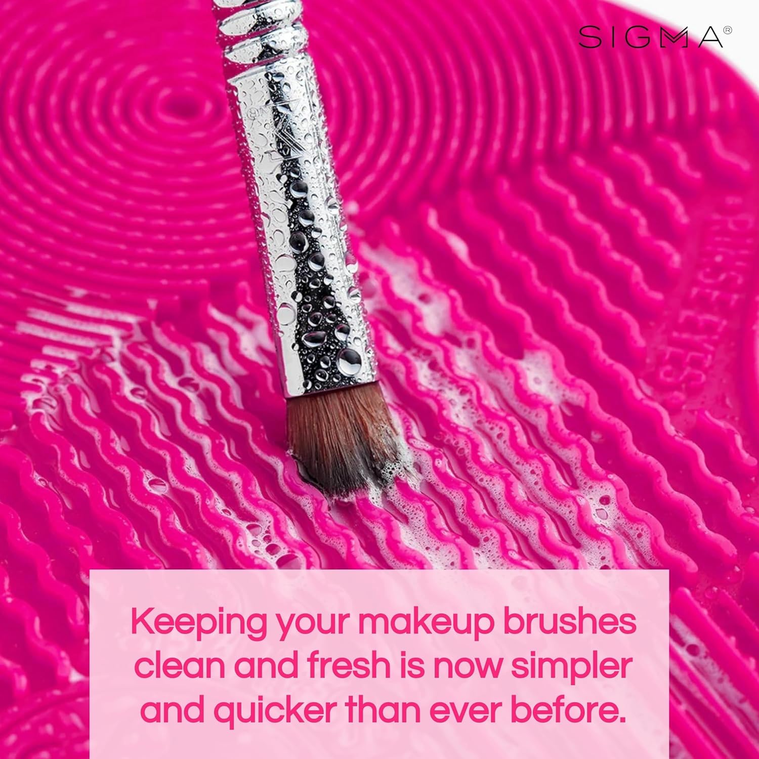 Sigma Beauty Makeup Brush Cleaner Mat – Sigma Spa Express Silicone Makeup Brush Cleaning Mat with Suction Cups for Cleaning Makeup Brushes, Compact Design Fit for Any Travel Makeup Kit (Pink) - Image 6
