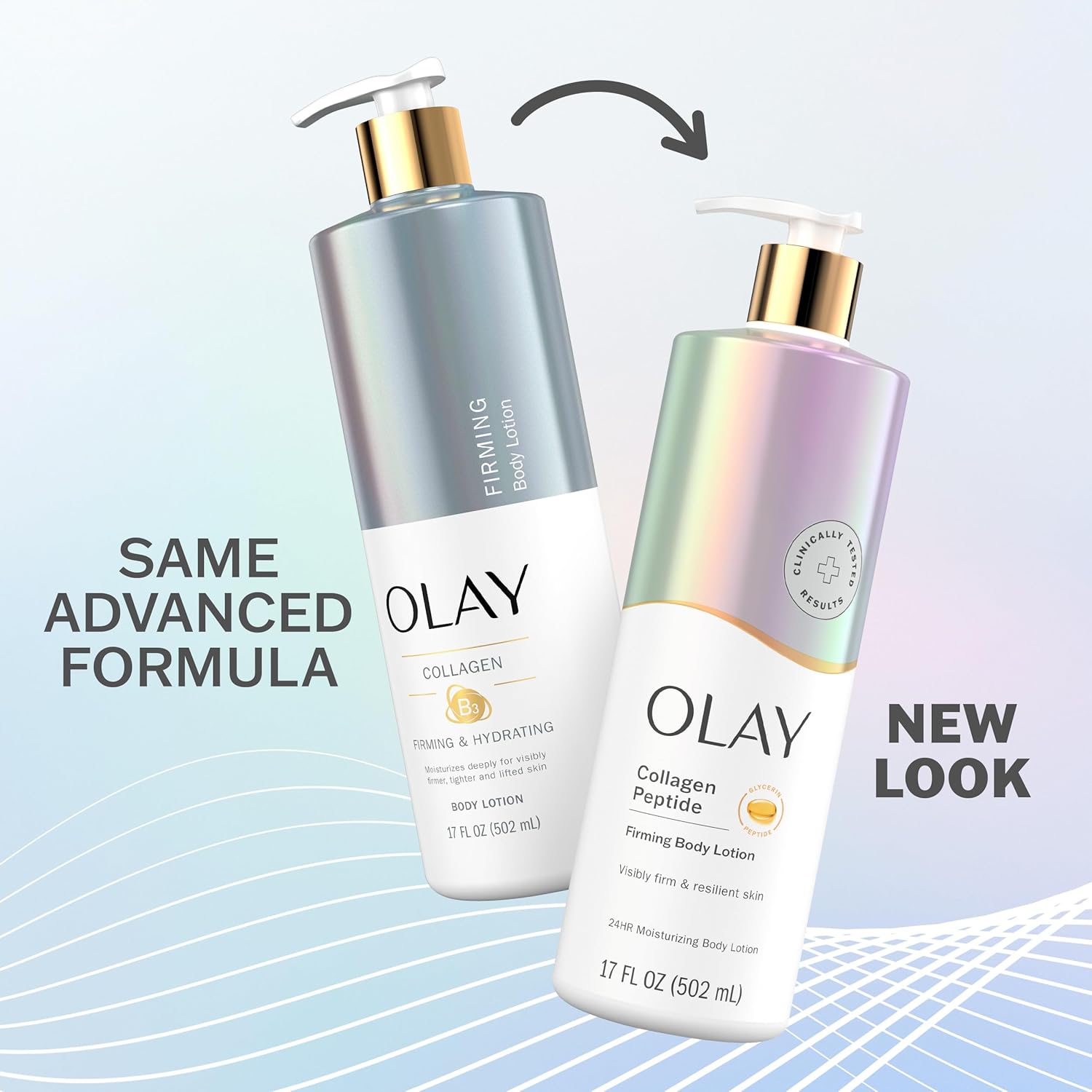 Olay Body Lotion for Women, Firming with Collagen Peptides Serum, Visibly Firmer Skin, 24hr Moisture & Hydration, Fast Absorbing Formula, Vitamin B3 Complex, For All Skin Types, 17 fl oz - Image 6