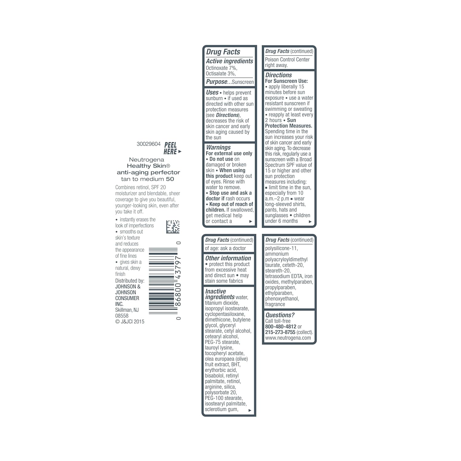 Neutrogena Healthy Skin Anti-Aging Perfector Tinted Facial Moisturizer and Retinol Treatment with Broad Spectrum SPF 20 Sunscreen with Titanium Dioxide, 50 Tan to Medium, 1 fl. oz - Image 8