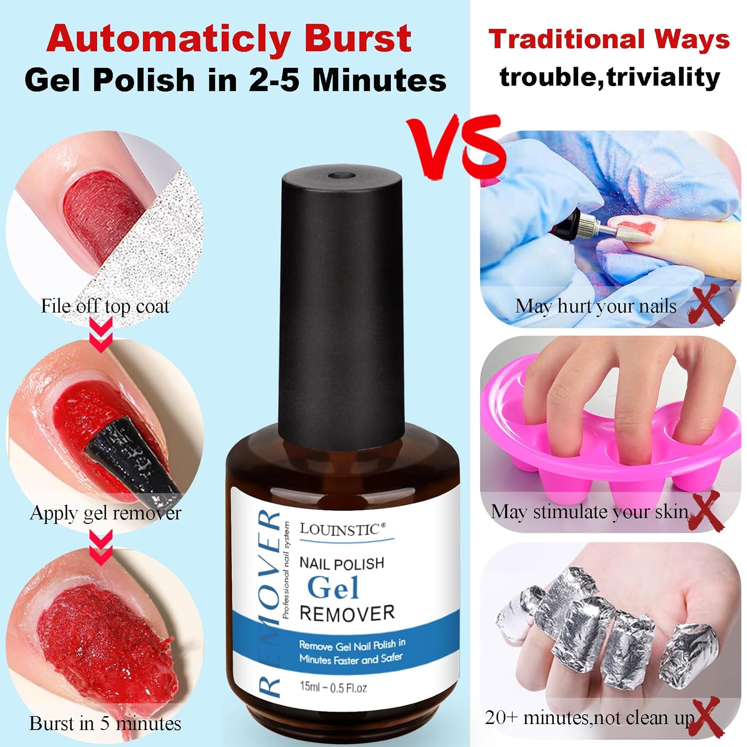 Gel Polish Remover, Gel Remover Kit Includes Cuticle Oil and Nail Polish Remover Tool No Soaking or Wrapping Removes Gel Polish in 2-5 Minutes - Image 8