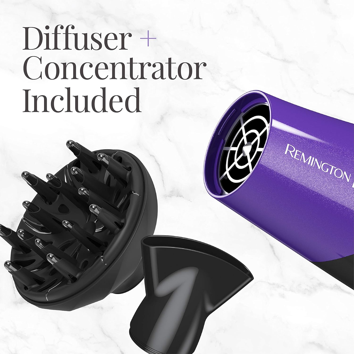 Remington Damage Protection Hair Dryer with Ceramic + Ionic + Tourmaline Technology,Purple, 3 Piece Set - Image 4