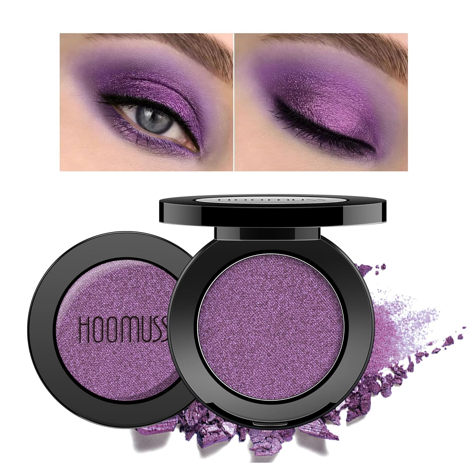 Purple Eyeshadow Shimmer Handmade Pressed Eyeshadow Powder Palette, Long Lasting With No Creasing Pigmented Intense Color Purple Eye Shadow (Shimmer Purple)