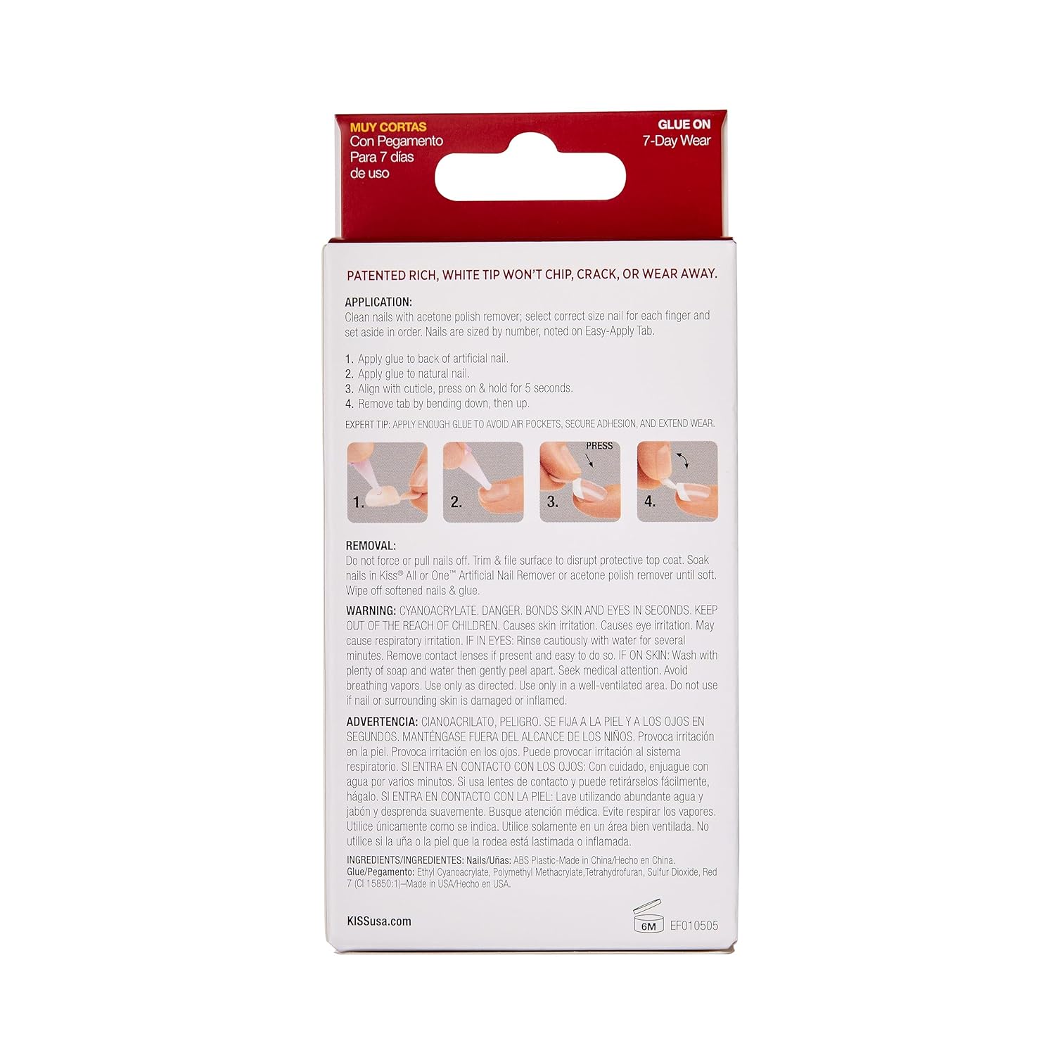 Kiss Everlasting French Nail Manicure, Chip-Free with Flexi-Fit Technology, Real Short, "Endless", Nail Kit with Pink Nail Glue (Net Wt. 2 g / 0.07oz.), Mini File, Manicure Stick, and 28 Fake Nails - Image 3