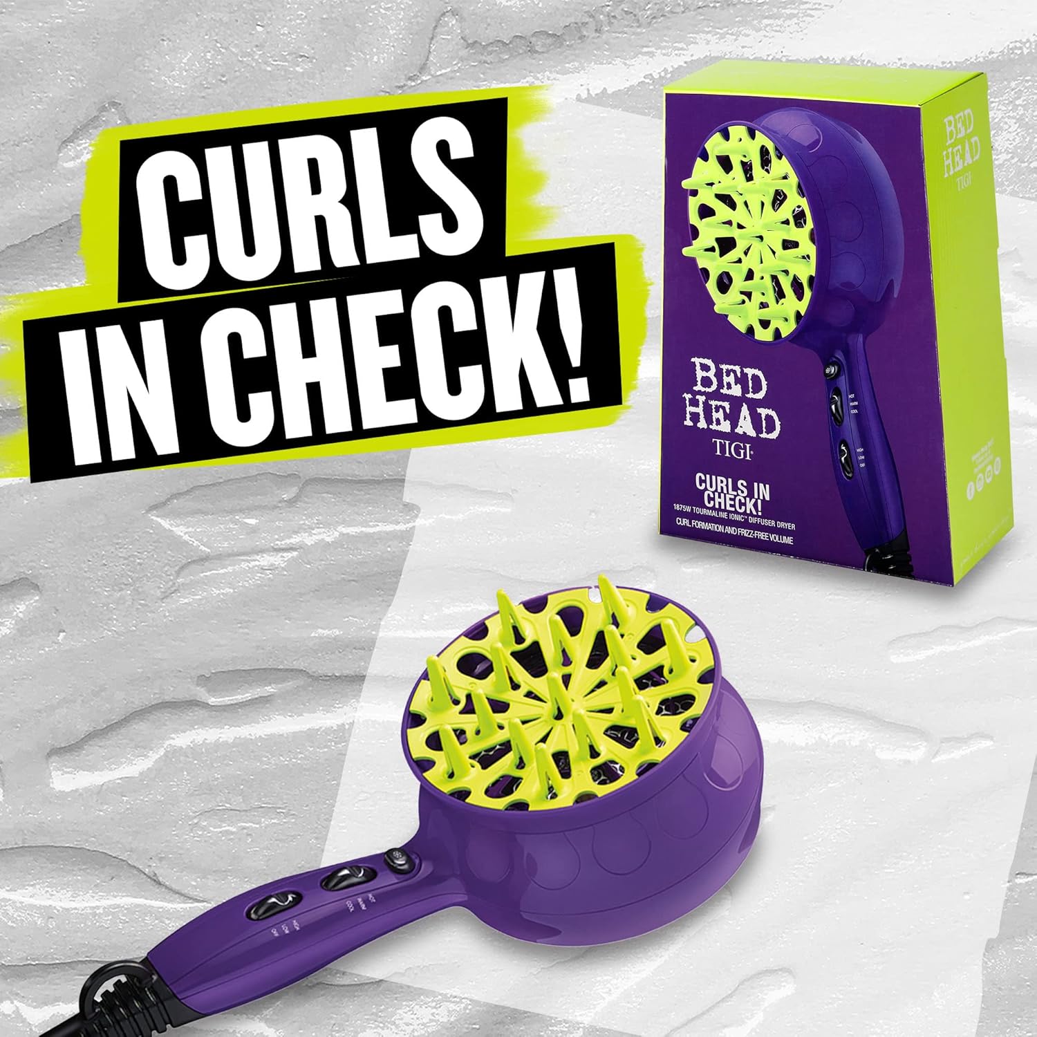 Bed Head Curls-in-Check 1875W Hair Diffuser Dryer | Great for Curly Hair, Reduce Frizz & Static | Diffuser Hair Dryer Enhances Natural Curl, Waves & Texture - Image 6
