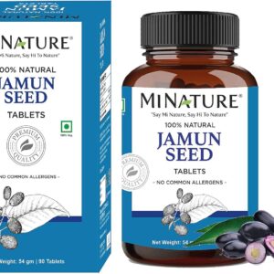 Jamun Seed Tablets by mi Nature | 90 Tablets, 1000 mg | 45 Days Supply | Jamun Tablets | Vegan