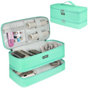 Travel Carrying Case Compatible with Shark Flexstyle/FlexFusion/Hair Dryer,Double-Layer Hair Hot Tools Storage Bag Fits for Dyson Airwrap Styler/Supersonic Hair Dryer and Attachments,Mint Green
