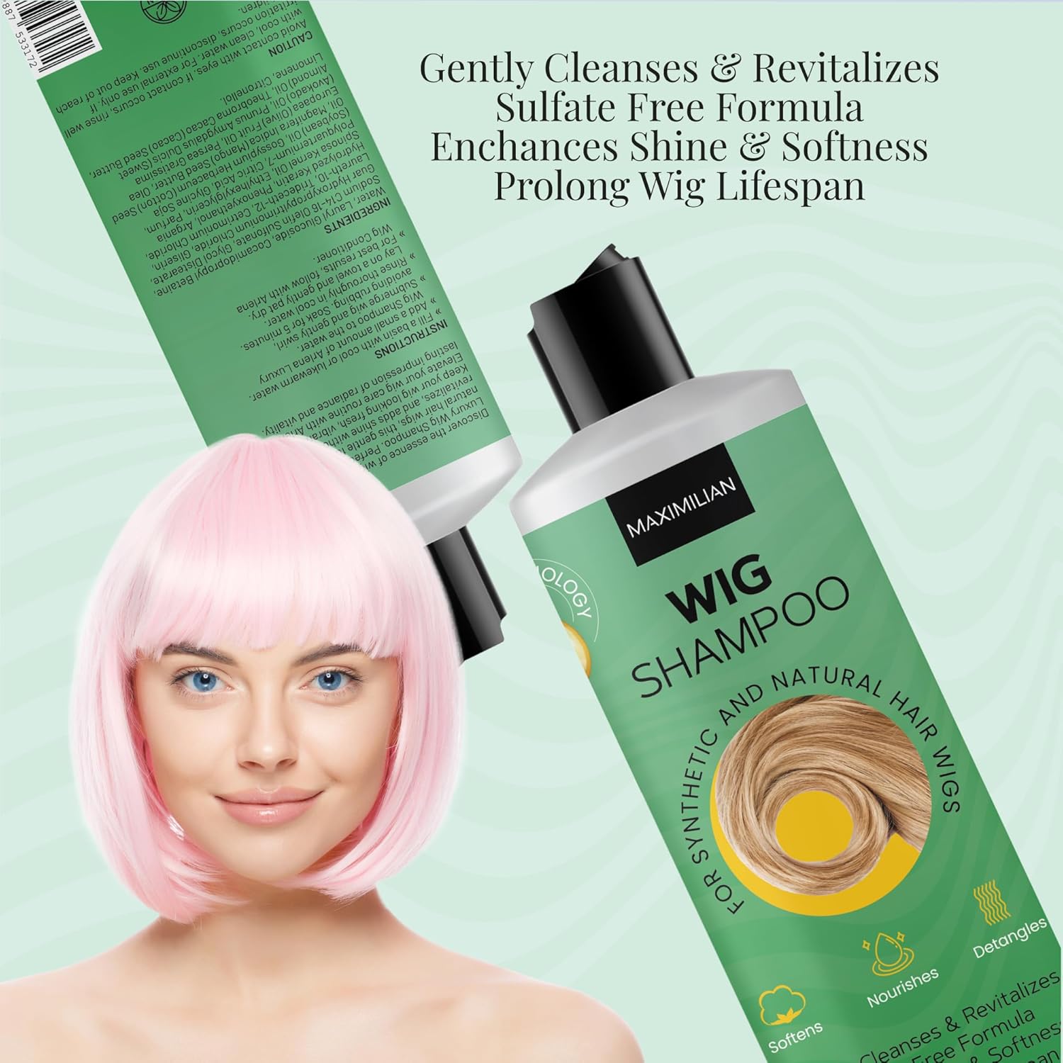 ARLENA Wig Shampoo 16 fl oz for Synthetic and Natural Wigs Gentle Sulfate-Free Cleanser - Image 2