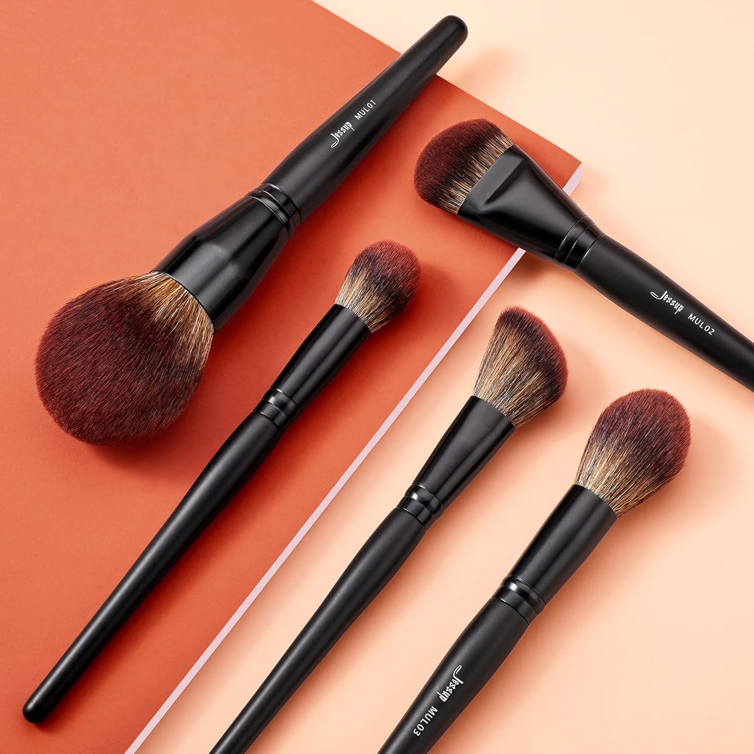 Jessup Large Face Makeup Brushes 5pcs, Premium Synthetic Foundation Powder Contour Blusher Highlighter Brush, Phantom Black T273 - Image 6