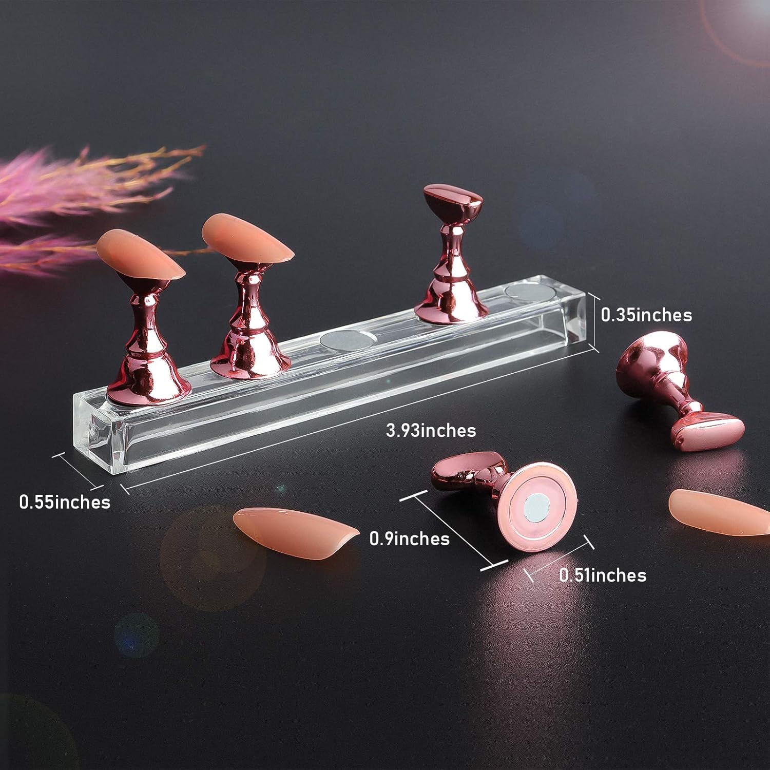 JUSTOTRY 2 Sets Pink Nail Stand for Press on Nails Display, Magnetic Fake Nails Holder for Painting Nails Practices, Beginner Acrylic Nail Art Kit Accessories, Nail Salon Equipment and Decor - Image 3