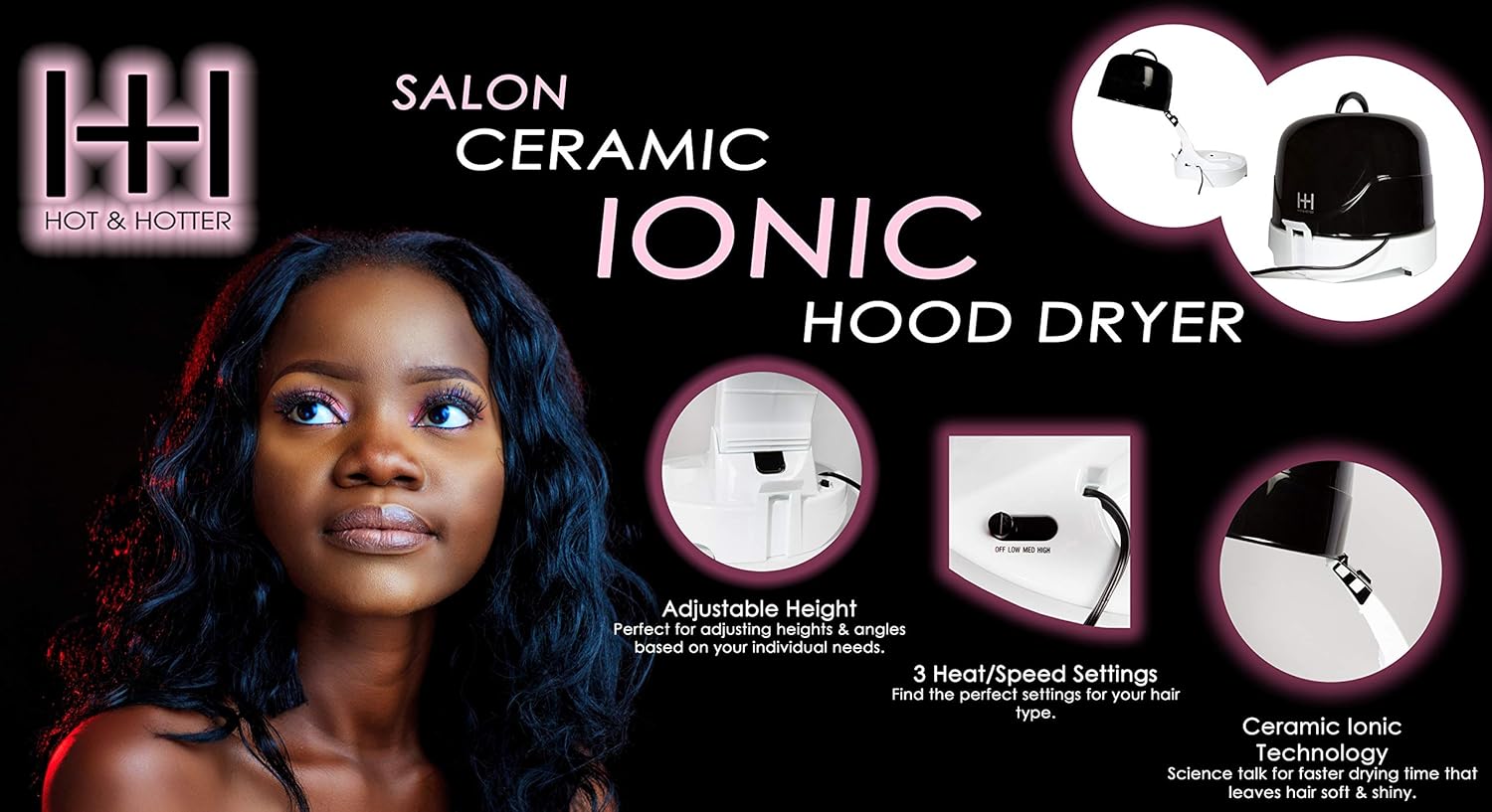 Annie Hot & Hotter Extra Large 2500Ceramic Ionic Hood Dryer, 8 Pound - Image 3