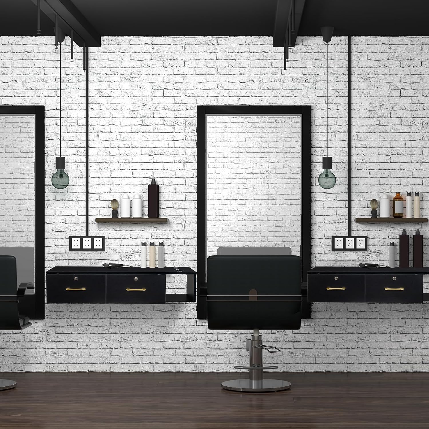 Wall Mount Styling Station,Locking 2 Drawers Storage Beauty Salon Equipment,Styling Barber Station for Hair Stylist,3 Hair Dryer Holes Locking Salon Cabinet for Salon,Home & Bathroom (black) - Image 6