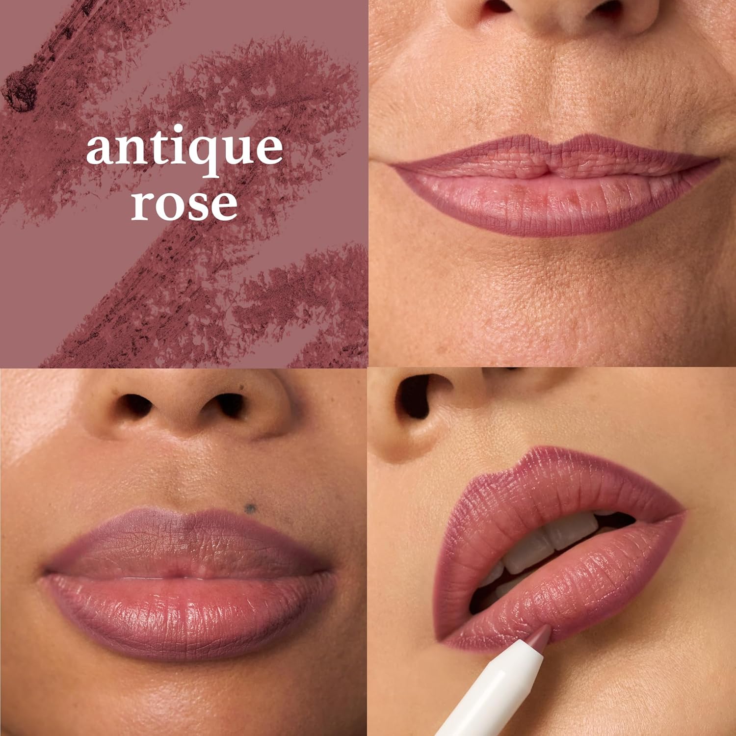 Julep The Perfect Pair 2pc Set It's Balm Tinted Lip Balm Vintage Mauve and With a Trace Retractable Creamy Long-Lasting Lip Liner, Antique Rose - Image 2