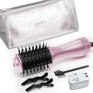 DAN Technology dual voltage hair dryer brush,2 inch blow dryer brush,110V-120V/220V-240V Automatic dual voltage,Small Brush Hair dryers with Multifunctional conversion plug,for European and Travel Use