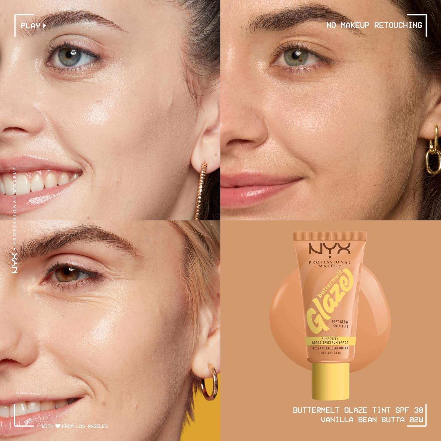 NYX PROFESSIONAL MAKEUP Buttermelt Glaze Soft Glow Skin Tint + SPF 30, Up To 12HR Wear, 02 Vanilla Bean Butta - Image 4