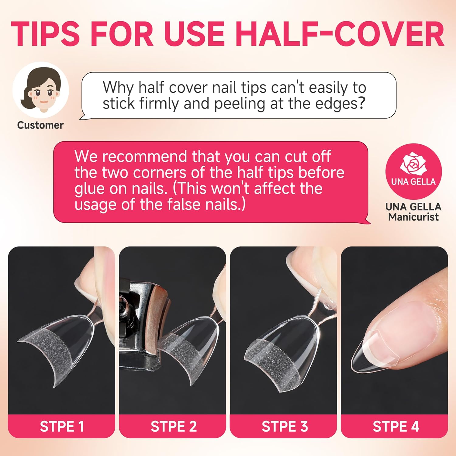 UNA GELLA Short Almond Gel Nail Tips Half Cover 504PCS Extra Short Fake Nail Tips Almond Shape 12sizes Pre Etched Salon Quality Soft Acrylic Press On Nails for Home Nails Extension - Image 7
