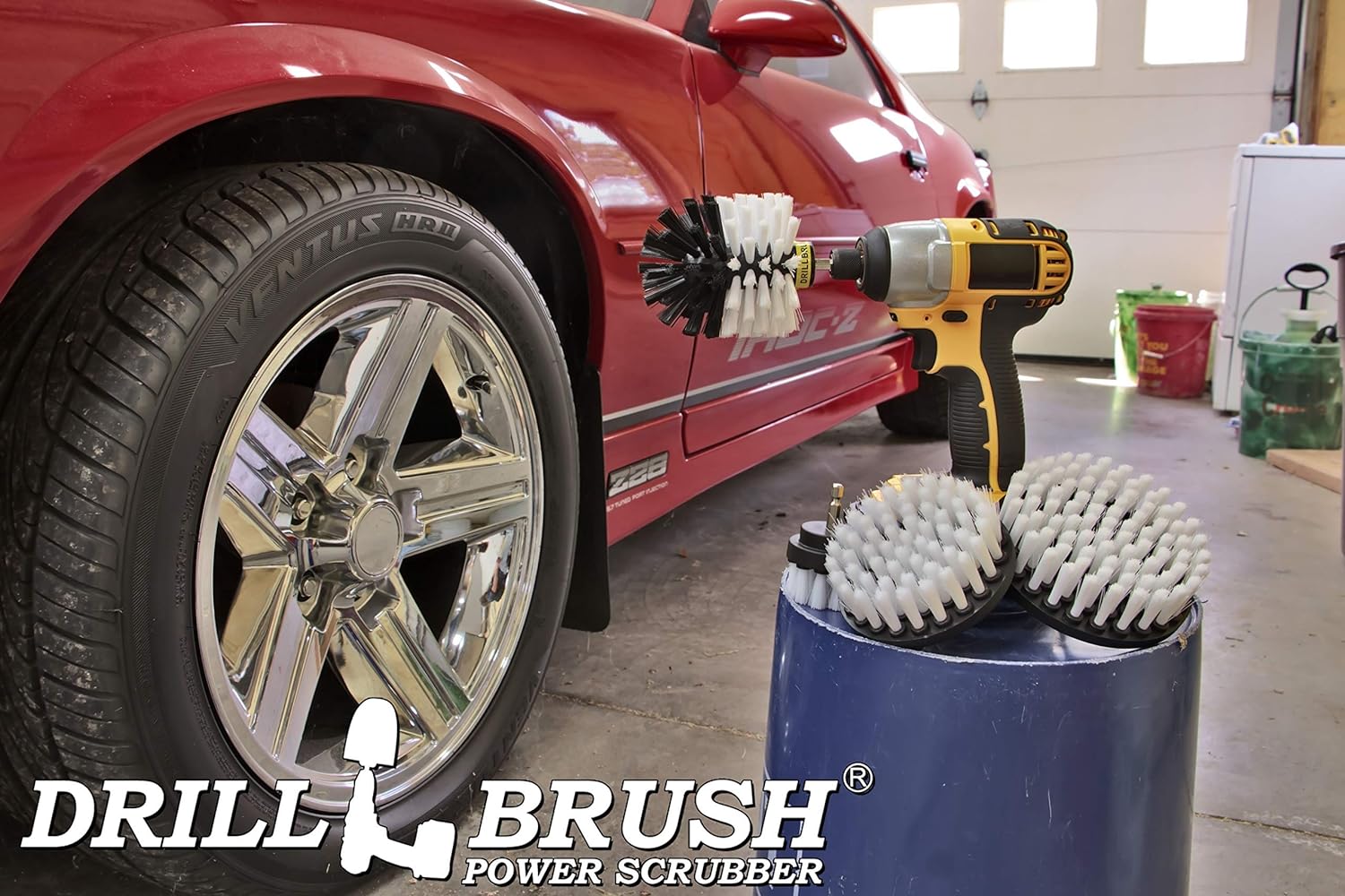 Drillbrush Automotive Soft White Drill Brush Set - Cloth, Vinyl, Fabric Seat Cleaner - Interior Car Detailing Kit - Leather Cleaning Brushes for Car Carpet - Wheel Cleaner Brush Drill Attachment Set - Image 6