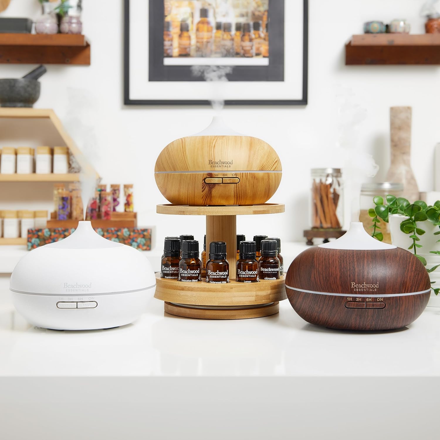 Ultimate Ultrasonic Aromatherapy Diffuser for Essential Oils - Therapeutic Grade, Helps You to Relax - 3 Timer & 7 Ambient Light Settings - Up to 16 Hours of Use - Bamboo, 300mL - Image 6