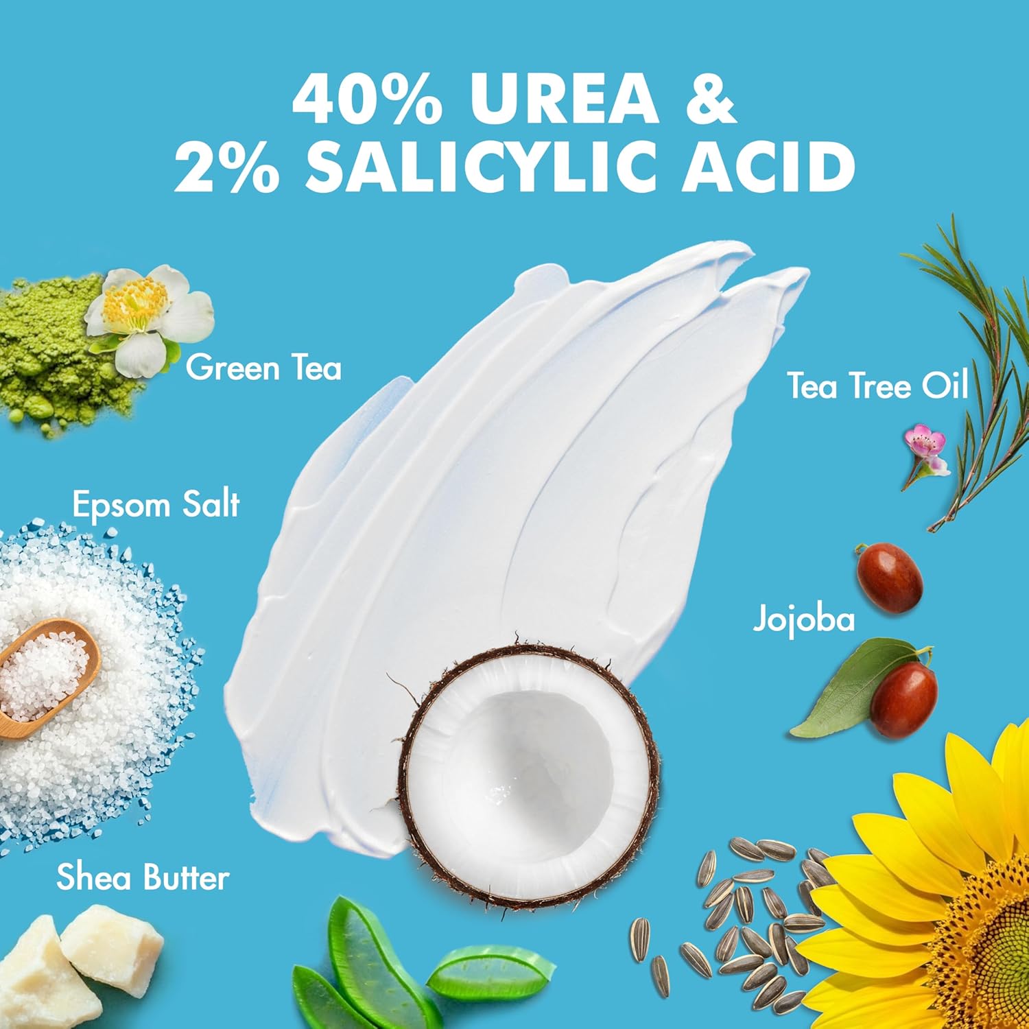 Ebanel Urea Cream 40% plus Salicylic Acid 2%, Foot Cream for Dry Cracked Heels Feet Knees Elbows Hands, Foot Dead Skin Cuticle Callus Remover Toenail Softener, Keratolytic Skin Barrier Repair - Image 2