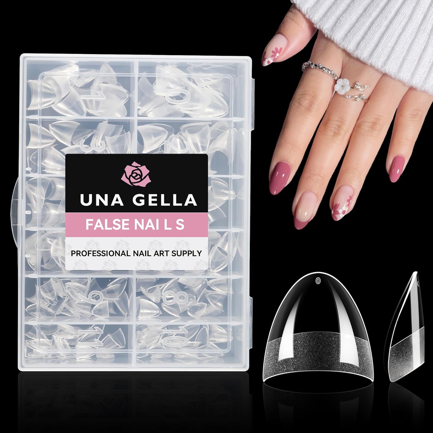 UNA GELLA Short Almond Gel Nail Tips Half Cover 504PCS Extra Short Fake Nail Tips Almond Shape 12sizes Pre Etched Salon Quality Soft Acrylic Press On Nails for Home Nails Extension