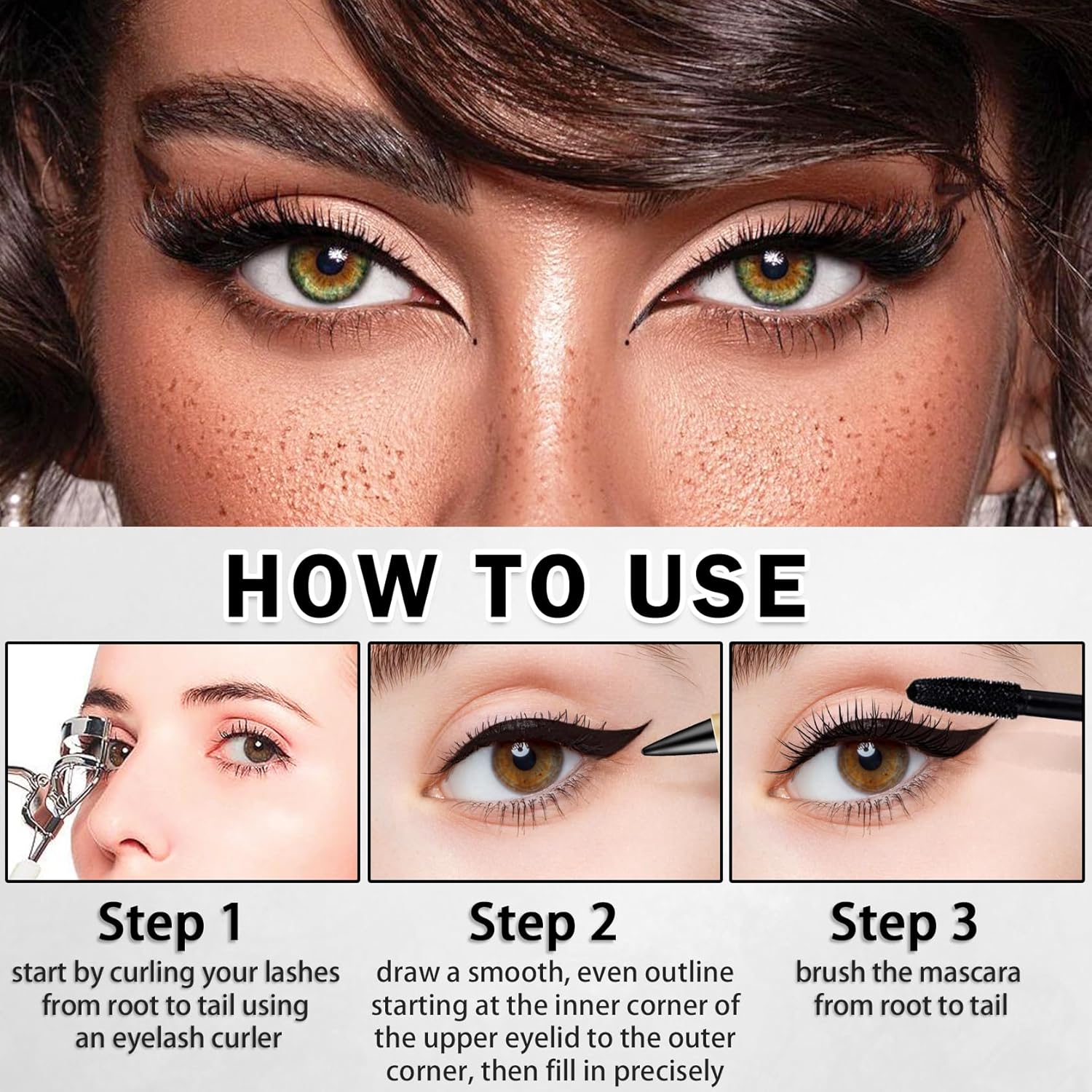 Black Gel Eyeliner Pencil and Mascara Tubing,Natural Black Eyeliner Cream Waterproof Smokey Eyeshadow Stick for Goth Makeup,Quick Dry Delineador de Ojos Contra el Agua - Set A - Image 6