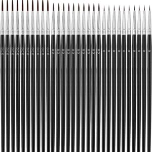 Anezus Tiny Detail Paint Brushes 30 Pcs Fine Paint Brushes Set with 3 Size #0#00#000 Liner Brush for Miniature 40k Model Crafts Watercolor Acrylics Oil