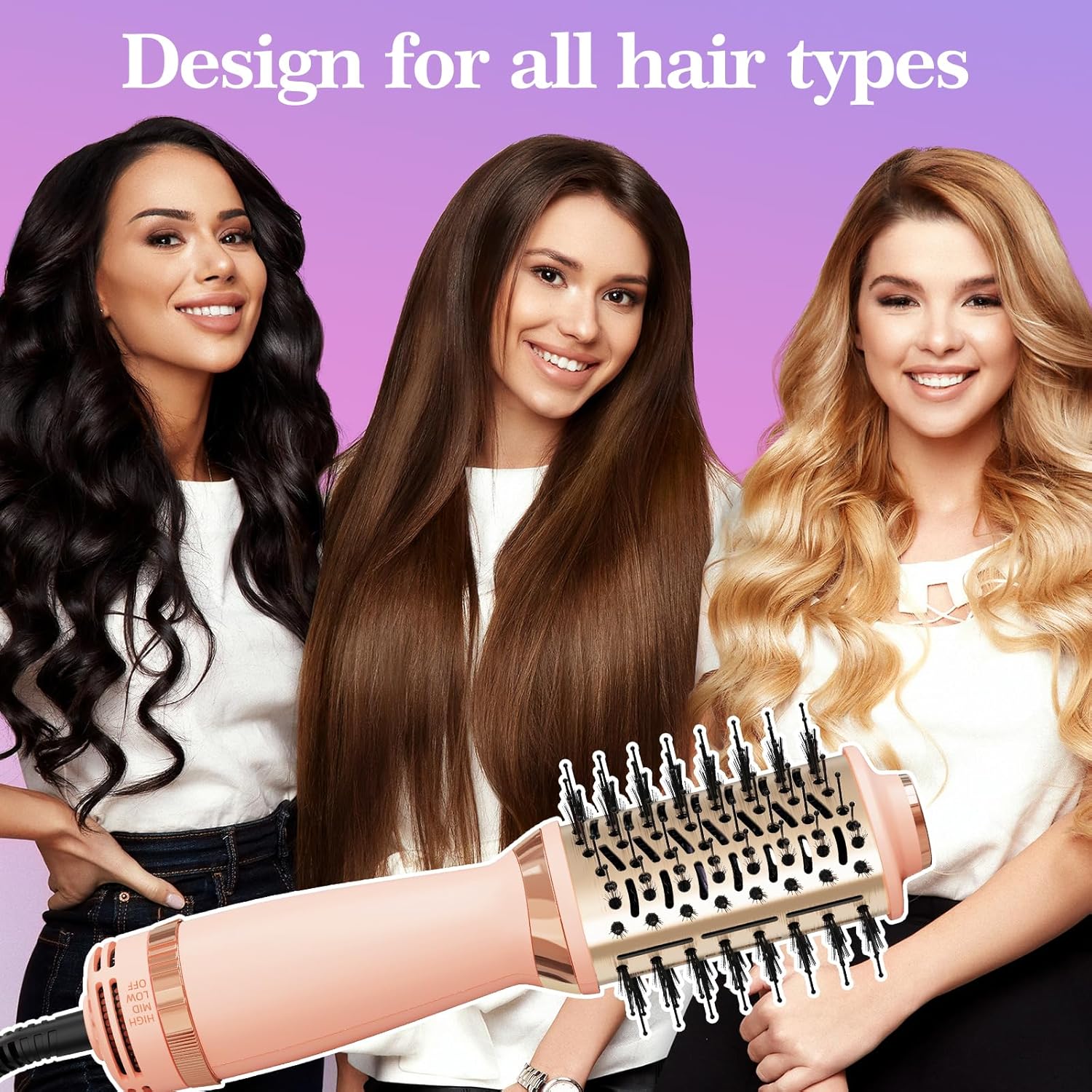 Hair Dryer Brush Blow Dryer Brush in One, 4-in-1 Hair Dryer Brush Blow Dryer with Oval Barrel, Mini Hot Air Brush for All Hair Types(Pink) - Image 7